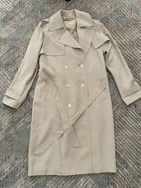 Michael Kors Light Beige Double-Breasted Trench Coat with Belt